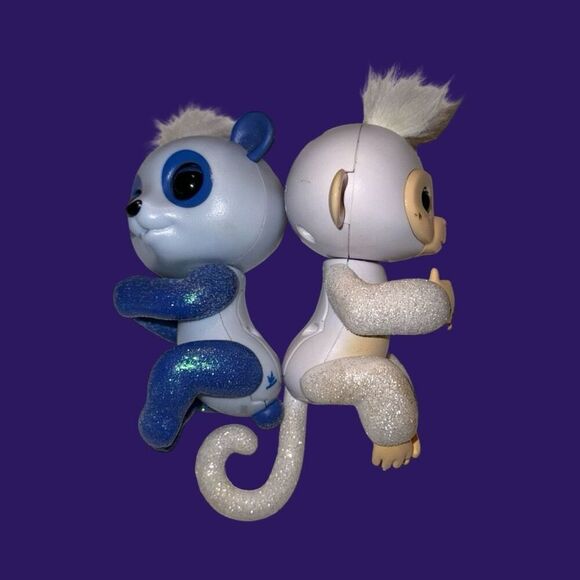 WowWee 2010 Fingerlings Beanie Panda & Lilac Monkey Glittery Figures A15 - Picture 2 of 6